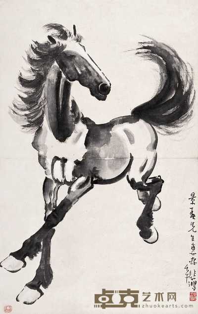 徐悲鸿 1942年作 奔马图 立轴 72×45cm